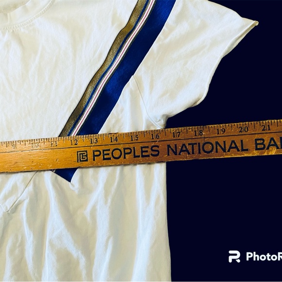 T-Shirt in Short Serve Stripe Blue Pink Small - Picture 4 of 5